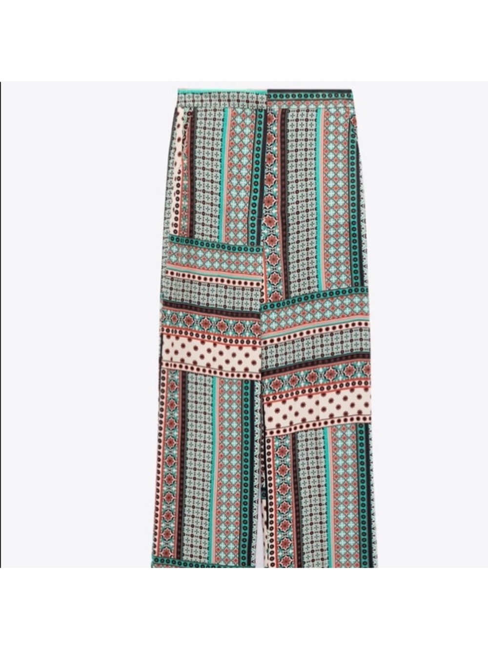 ZARA Retro Patchwork Printed Multicolor Satin-Effect Blazer and matching pants - Picture 9 of 10